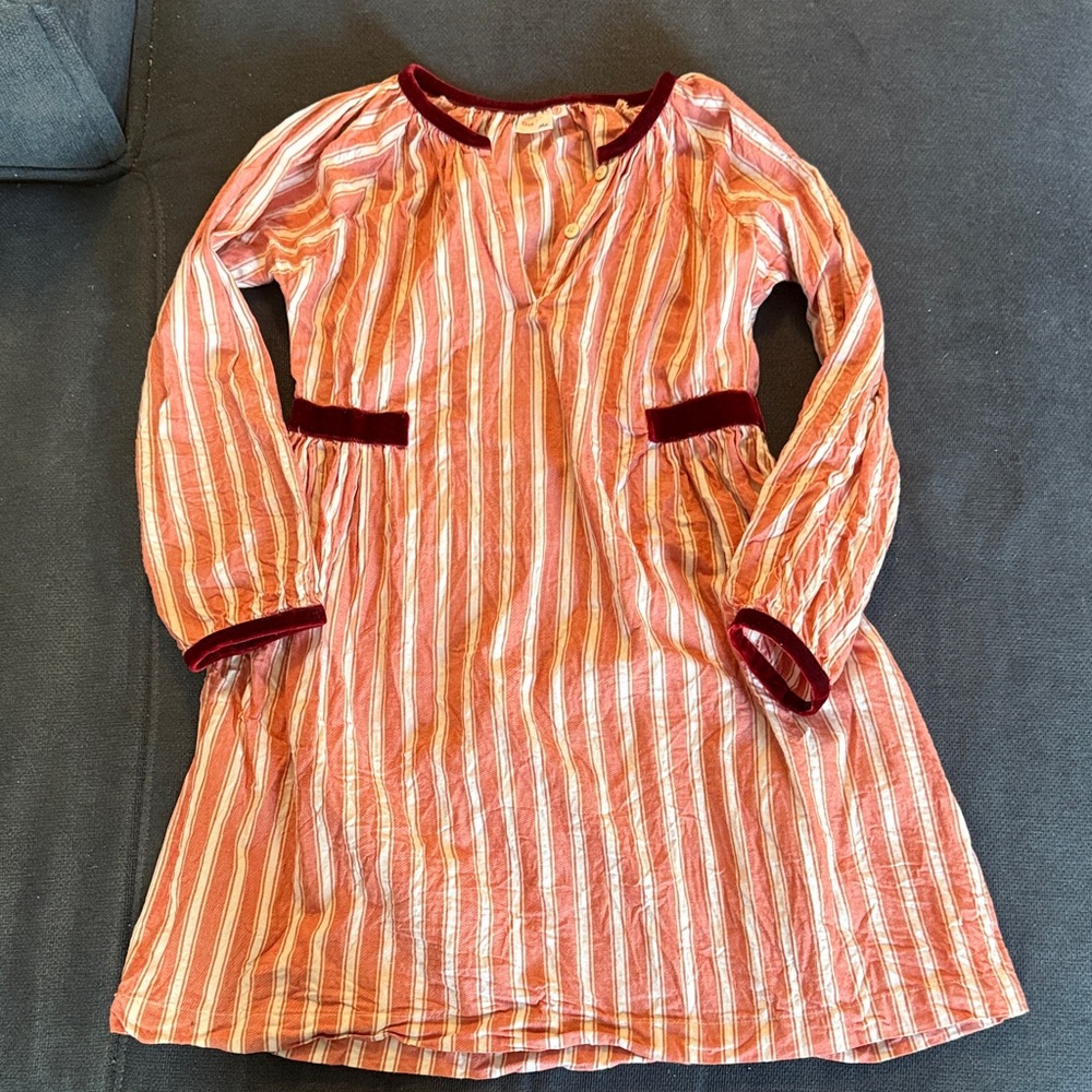 Oso and Me Long Sleeve Dress with Velvet Accents